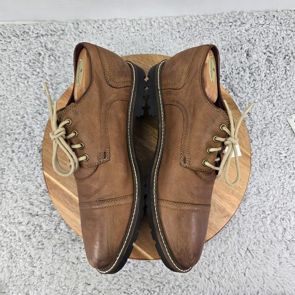 Cole Haan Mens 10M Grand Os Nathan Brown Leather Lugged Casual Cap Toe Oxford
